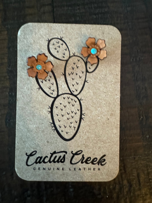 Cactus Creek Flower Leather Earrings