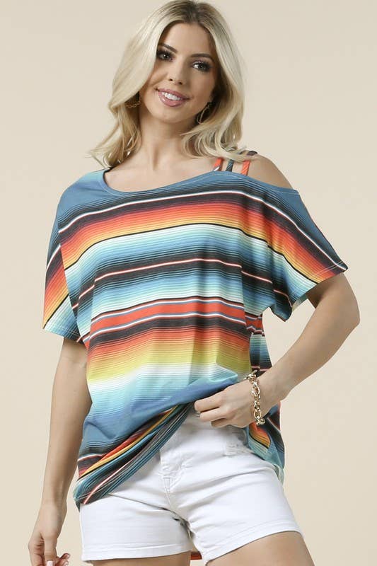 AV1102-GRETCHEN SERAPE PRINT OFF SHOULDER TOP